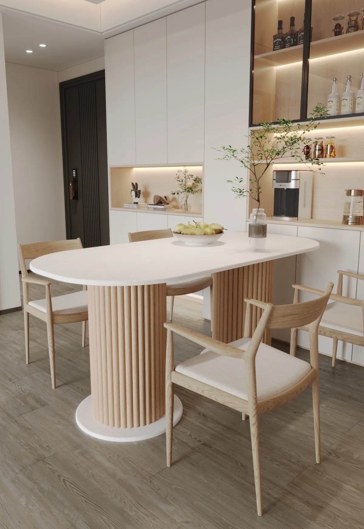  Beyaz Dekoratif Ayaklı Mutfak Yemek Masası 180x90